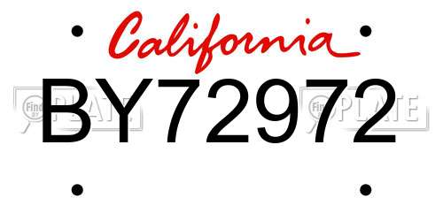 BY72972 California License Plate