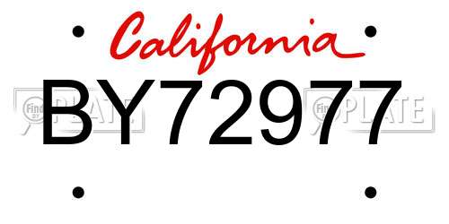 BY72977 California License Plate