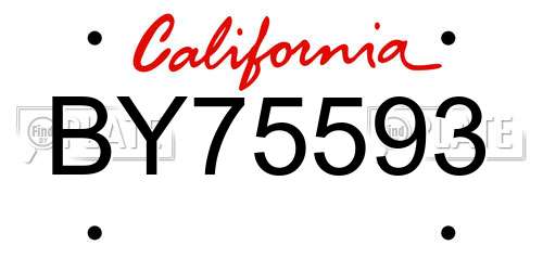 BY75593 California License Plate
