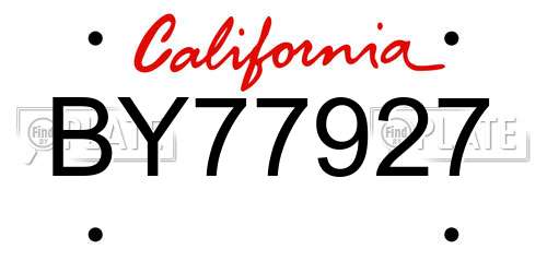 BY77927 California License Plate