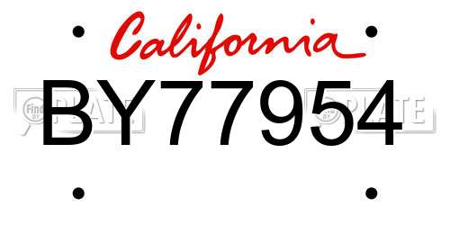 BY77954 California License Plate
