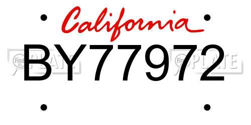 BY77972 California License Plate