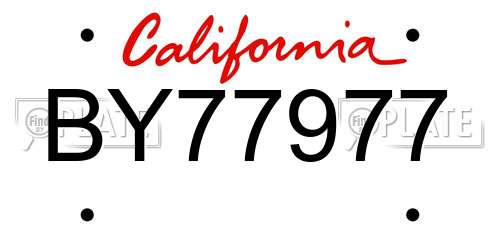 BY77977 California License Plate