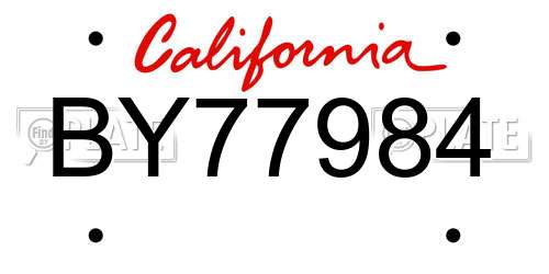 BY77984 California License Plate