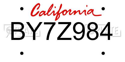 BY7Z984 California License Plate