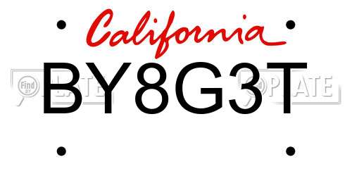 BY8G3T California License Plate