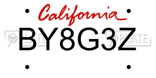 BY8G3Z California License Plate