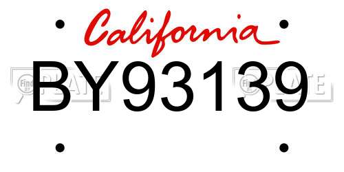 BY93139 California License Plate