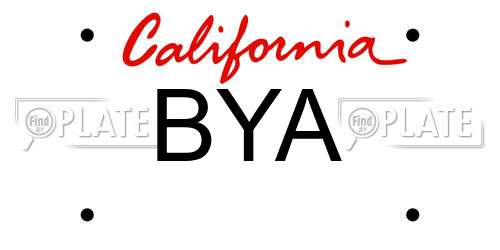 BYA California License Plate