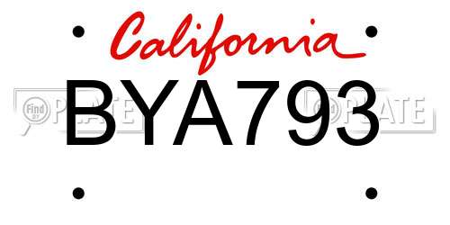 BYA793 California License Plate