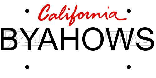 BYAHOWS California License Plate