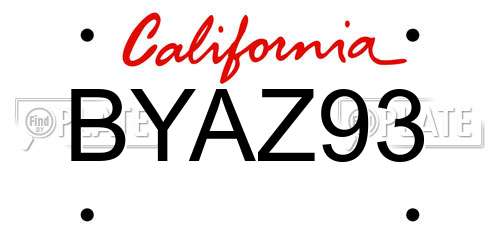 BYAZ93 California License Plate