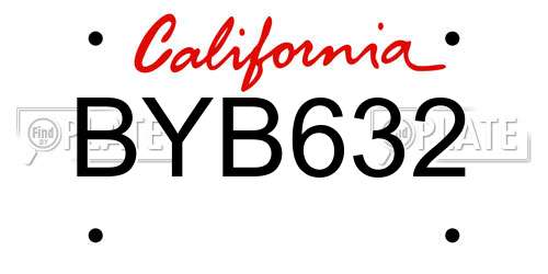 BYB632 California License Plate