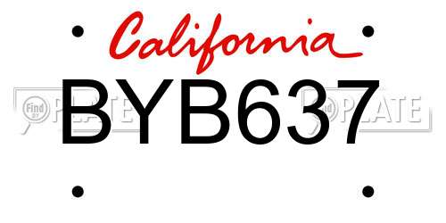 BYB637 California License Plate