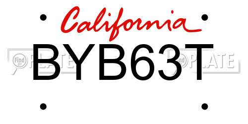 BYB63T California License Plate