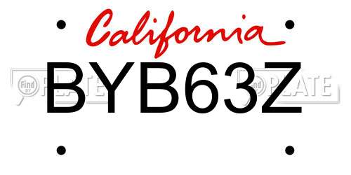 BYB63Z California License Plate