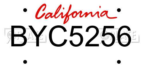 BYC5256 California License Plate