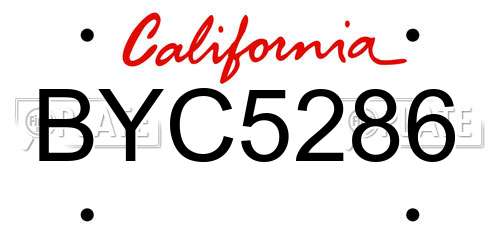 BYC5286 California License Plate