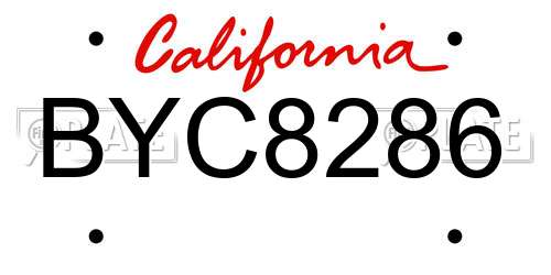 BYC8286 California License Plate