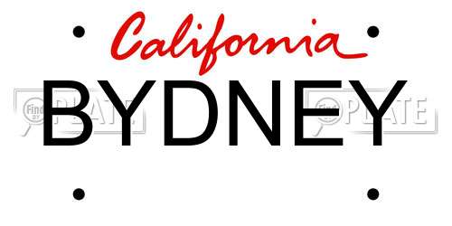 BYDNEY California License Plate