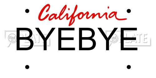 BYEBYE California License Plate