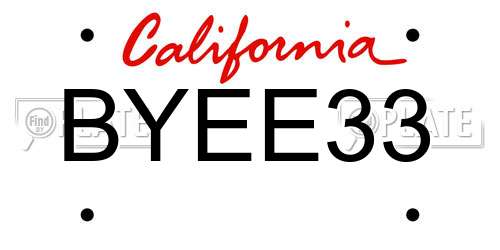 BYEE33 California License Plate