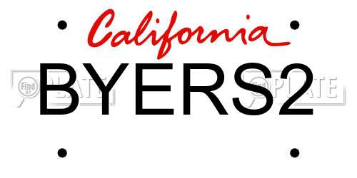 BYERS2 California License Plate