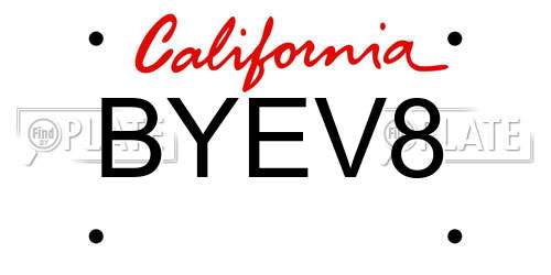 BYEV8 California License Plate