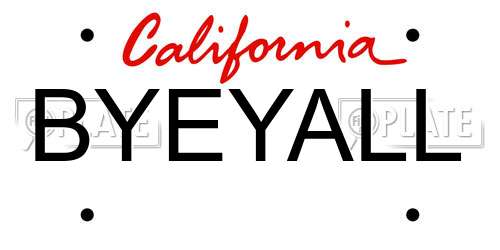 BYEYALL California License Plate