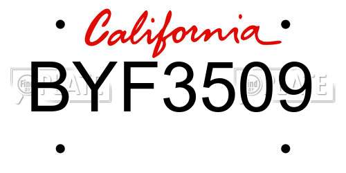 BYF3509 California License Plate
