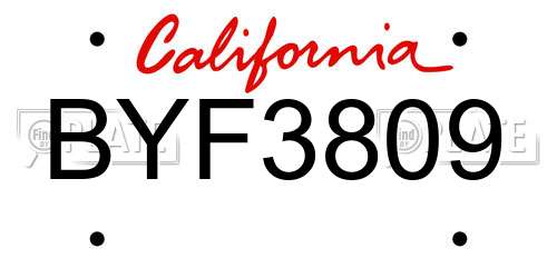 BYF3809 California License Plate