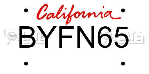 BYFN65 California License Plate