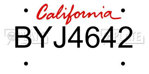 BYJ4642 California License Plate