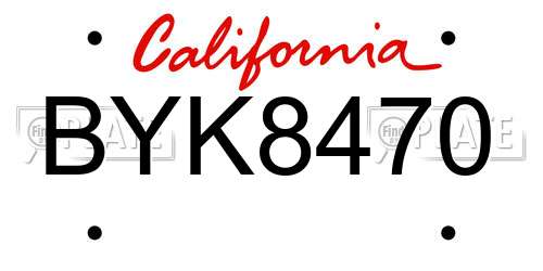 BYK8470 California License Plate