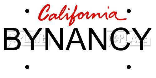 BYNANCY California License Plate