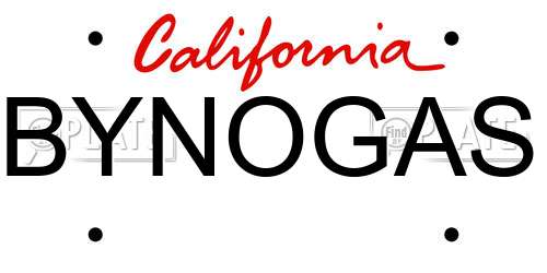 BYNOGAS California License Plate