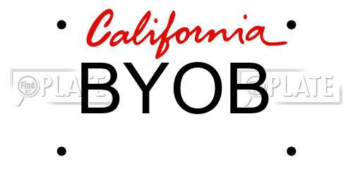 BYOB California License Plate