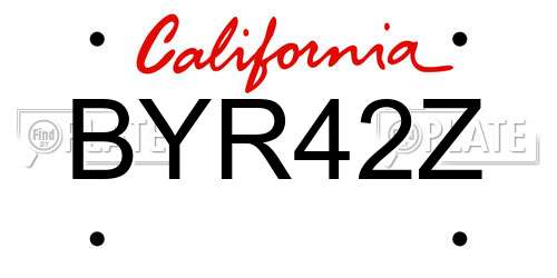 BYR42Z California License Plate