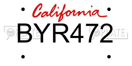 BYR472 California License Plate