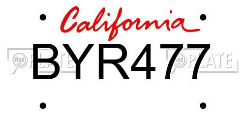 BYR477 California License Plate
