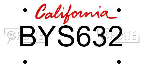 BYS632 California License Plate