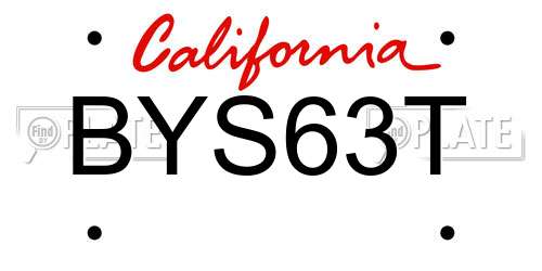 BYS63T California License Plate