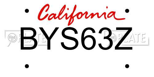 BYS63Z California License Plate