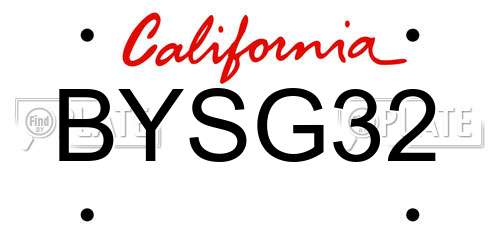 BYSG32 California License Plate