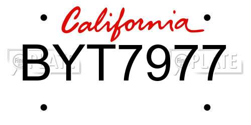 BYT7977 California License Plate