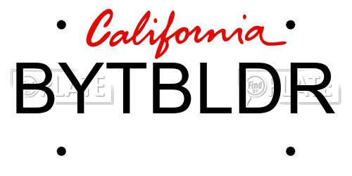 BYTBLDR California License Plate