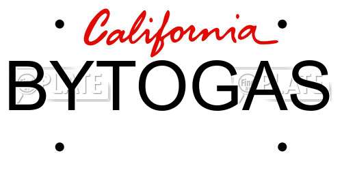 BYTOGAS California License Plate