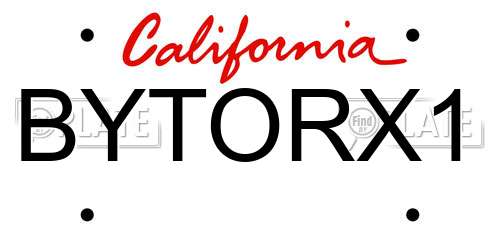 BYTORX1 California License Plate