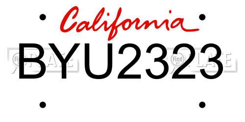 BYU2323 California License Plate