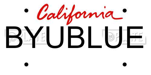 BYUBLUE California License Plate